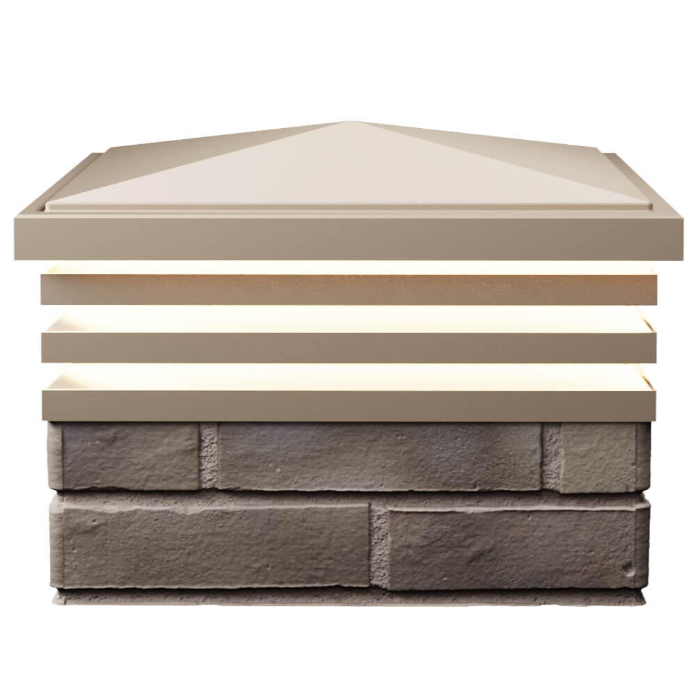 Колпак Zking Бона ХайТек Бежевый на столб 1.5х1.5 кирпича (385х385мм) с подсветкой в Новошахтинске фото