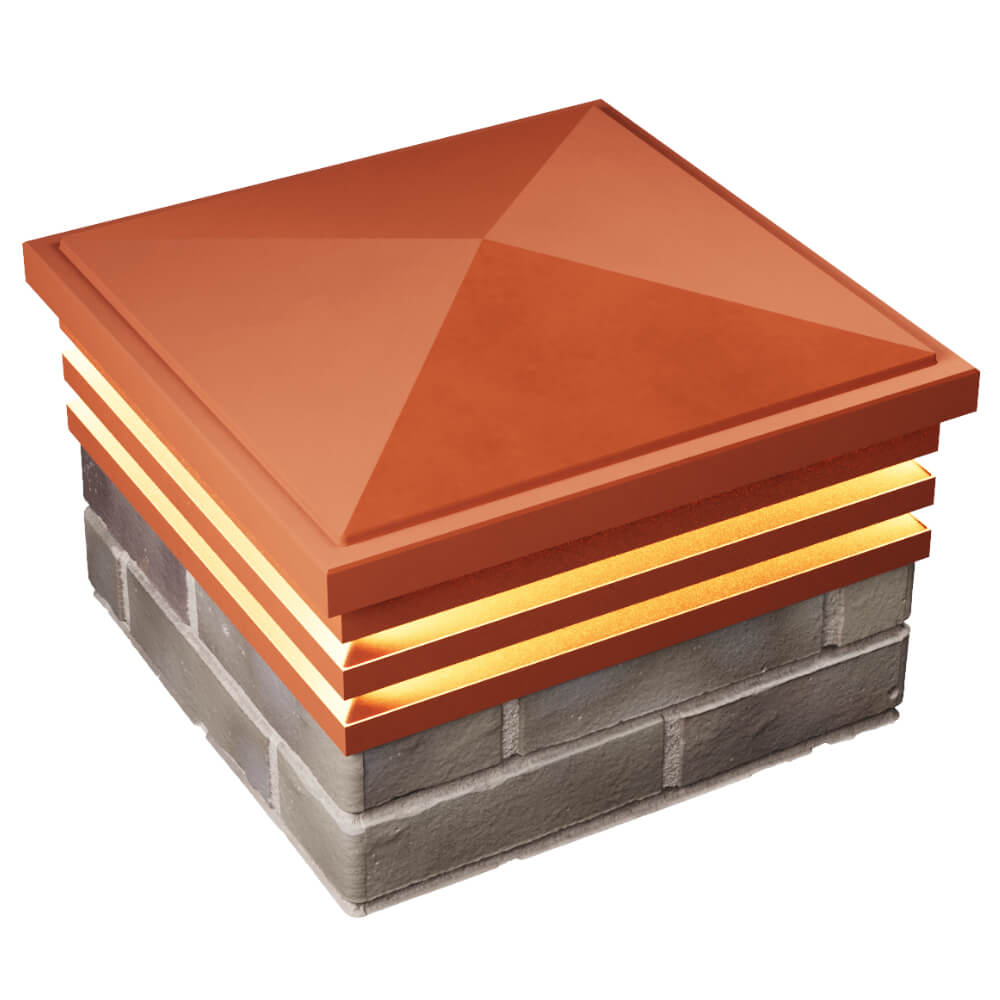 Колпак Zking Бона ХайТек Красный на столб 1.5х1.5 кирпича (385х385мм) с подсветкой в Новошахтинске фото