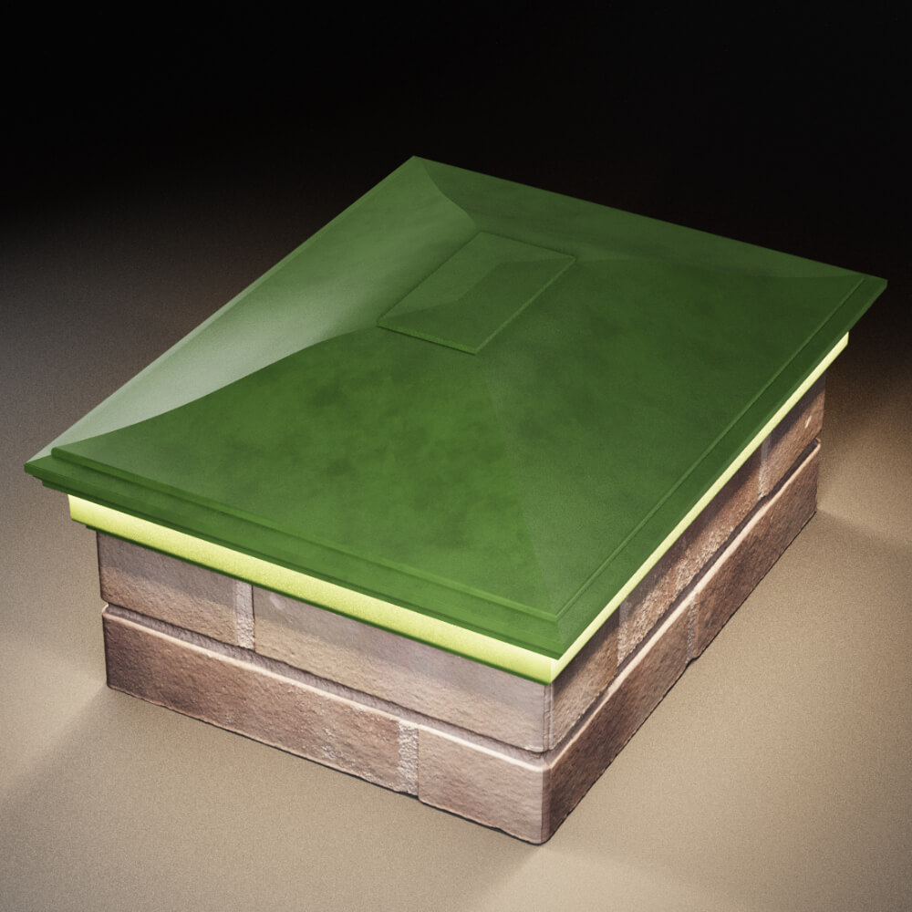 Колпак Zking Монблан Зеленый на столб 2х1.5 кирпича (515х385мм) c подсветкой в Новошахтинске фото