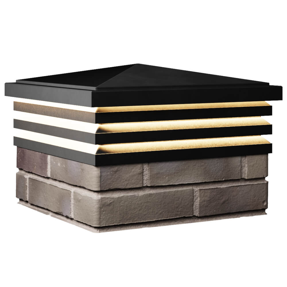 Колпак Zking Бона ХайТек Черный на столб 1.5х1.5 кирпича (385х385мм) с подсветкой в Новошахтинске фото