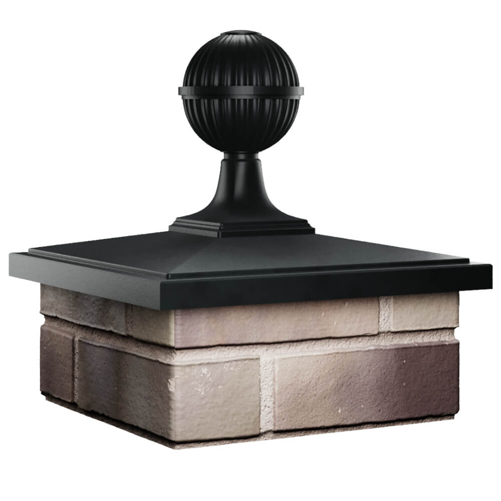 Колпак Zking БонаМоно Черный с шаром на столб 1.5х1.5 кирпича (385х385, 400х400мм) в сборе в Новошахтинске фото