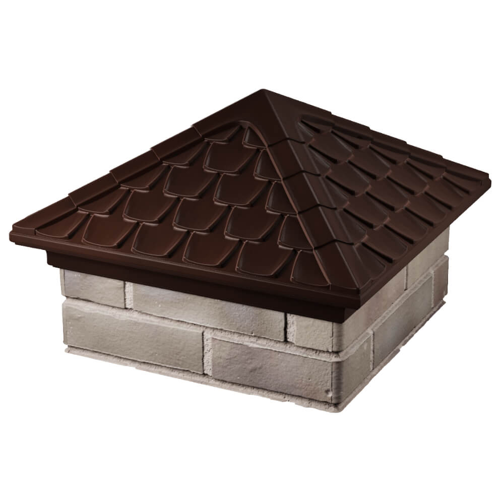 Колпак Zking Эльбрус Коричневый на столб 1.5х1.5 кирпича (385х385мм) в Новошахтинске фото