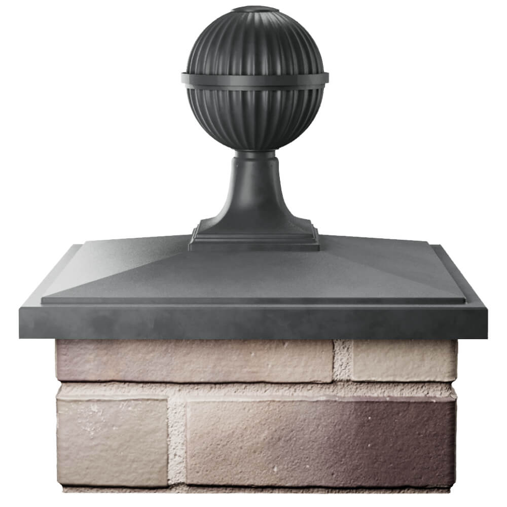 Колпак Zking БонаМоно Серый с шаром на столб 1.5х1.5 кирпича (385х385, 400х400мм) в сборе Новошахтинск фото