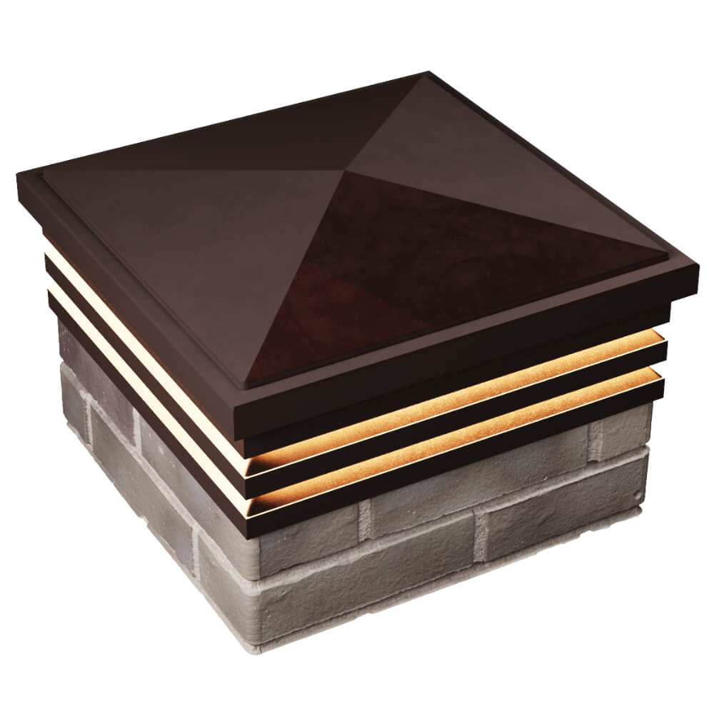 Колпак Zking Бона ХайТек Коричневый на столб 1.5х1.5 кирпича (385х385мм) с подсветкой в Новошахтинске фото