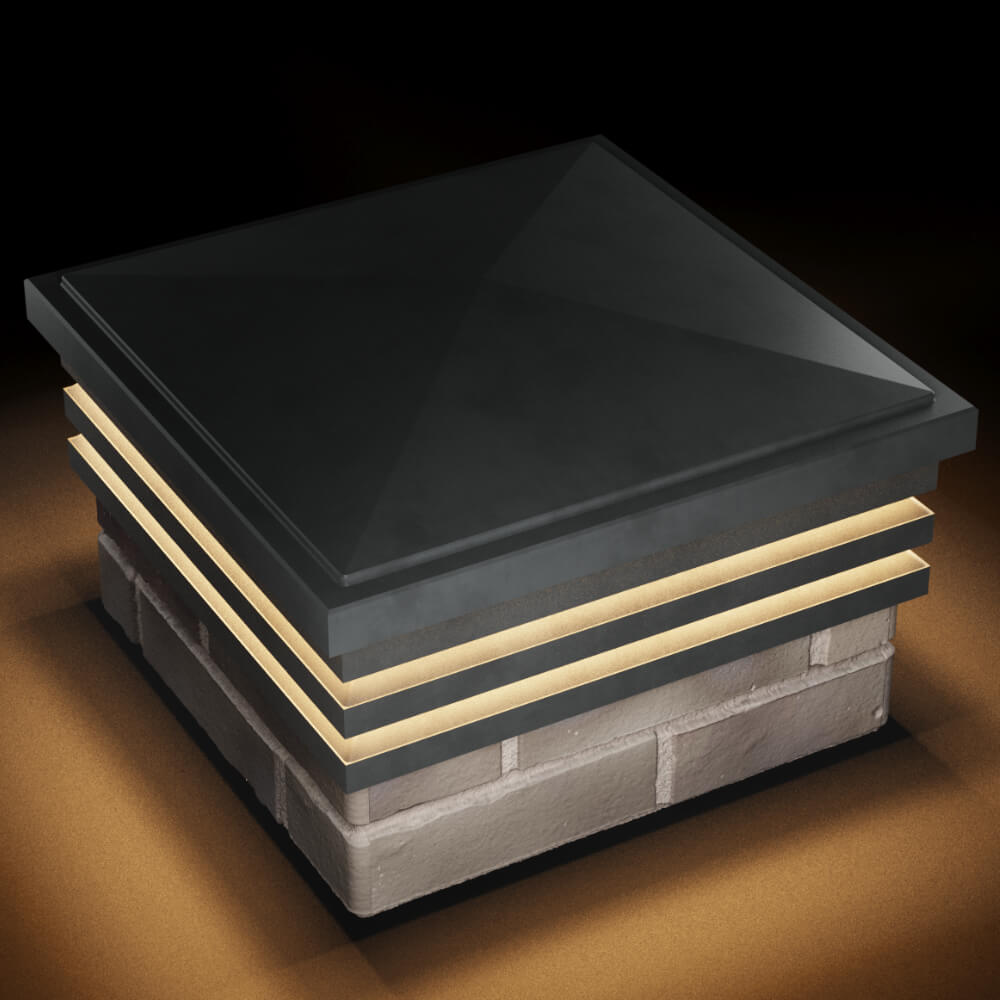 Колпак Zking Бона ХайТек Серый на столб 1.5х1.5 кирпича (385х385мм) с подсветкой в Новошахтинске фото