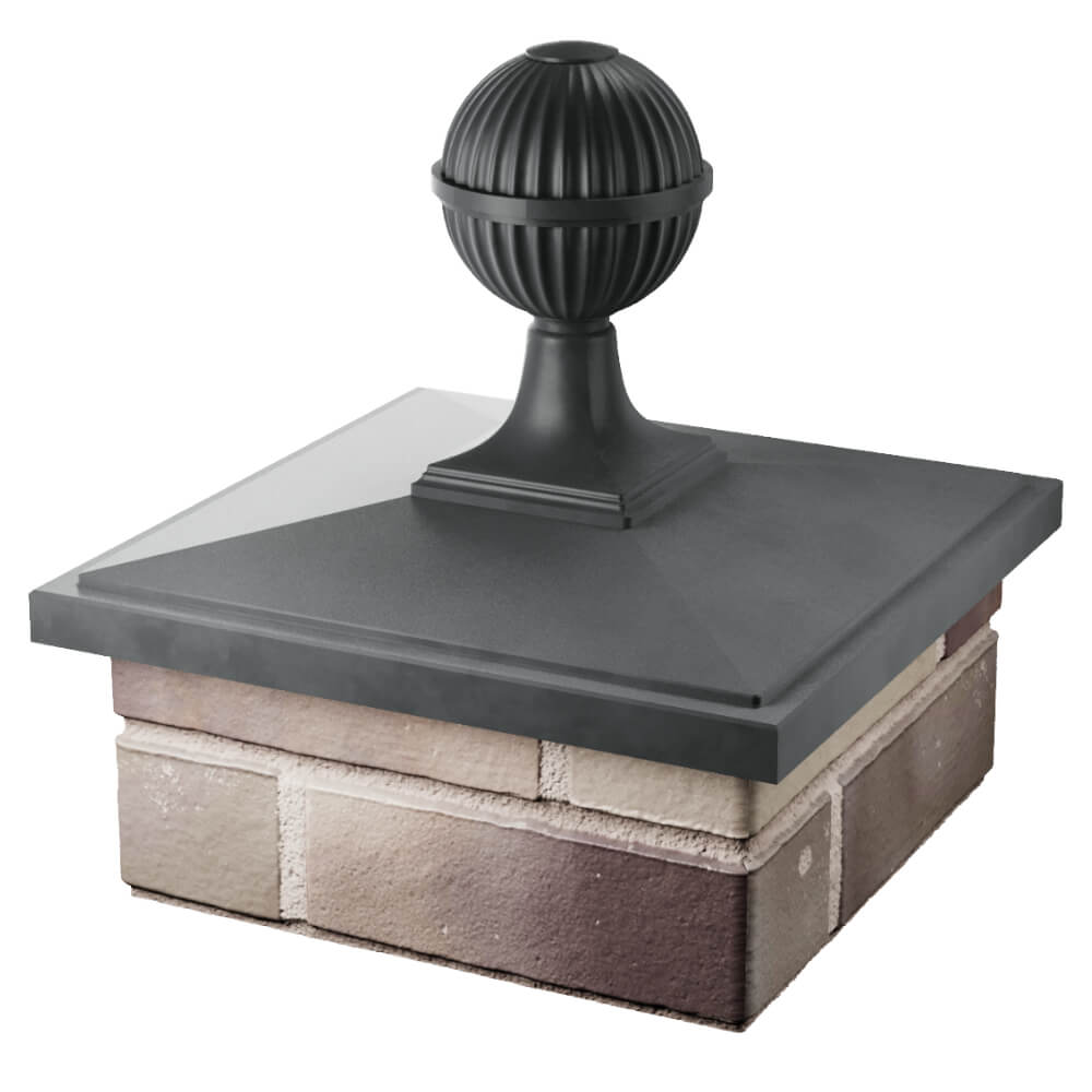 Колпак Zking БонаМоно Серый с шаром на столб 1.5х1.5 кирпича (385х385, 400х400мм) в сборе в Новошахтинске фото
