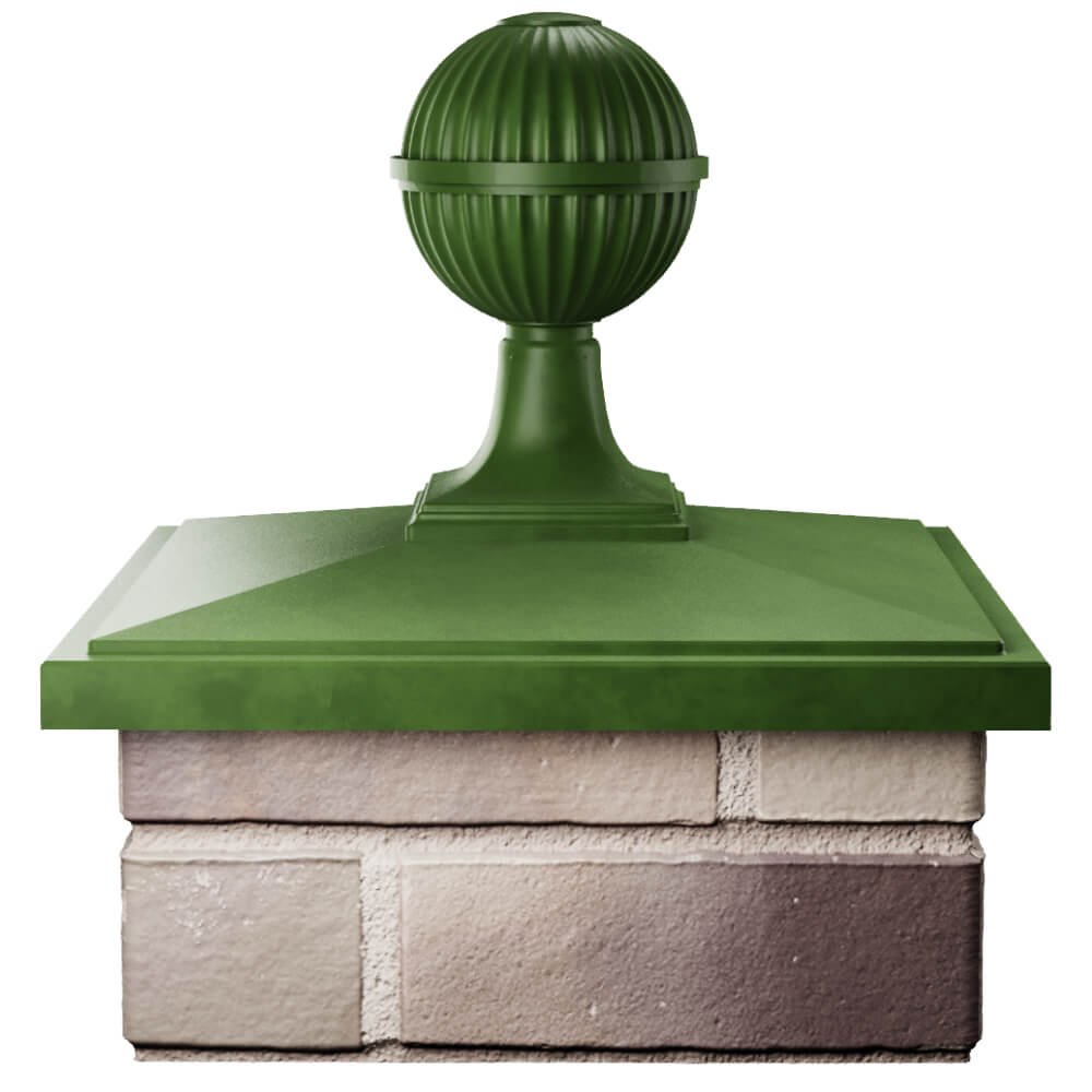 Колпак Zking БонаМоно Зеленый с шаром на столб 1.5х1.5 кирпича (385х385, 400х400мм) в сборе Новошахтинск фото