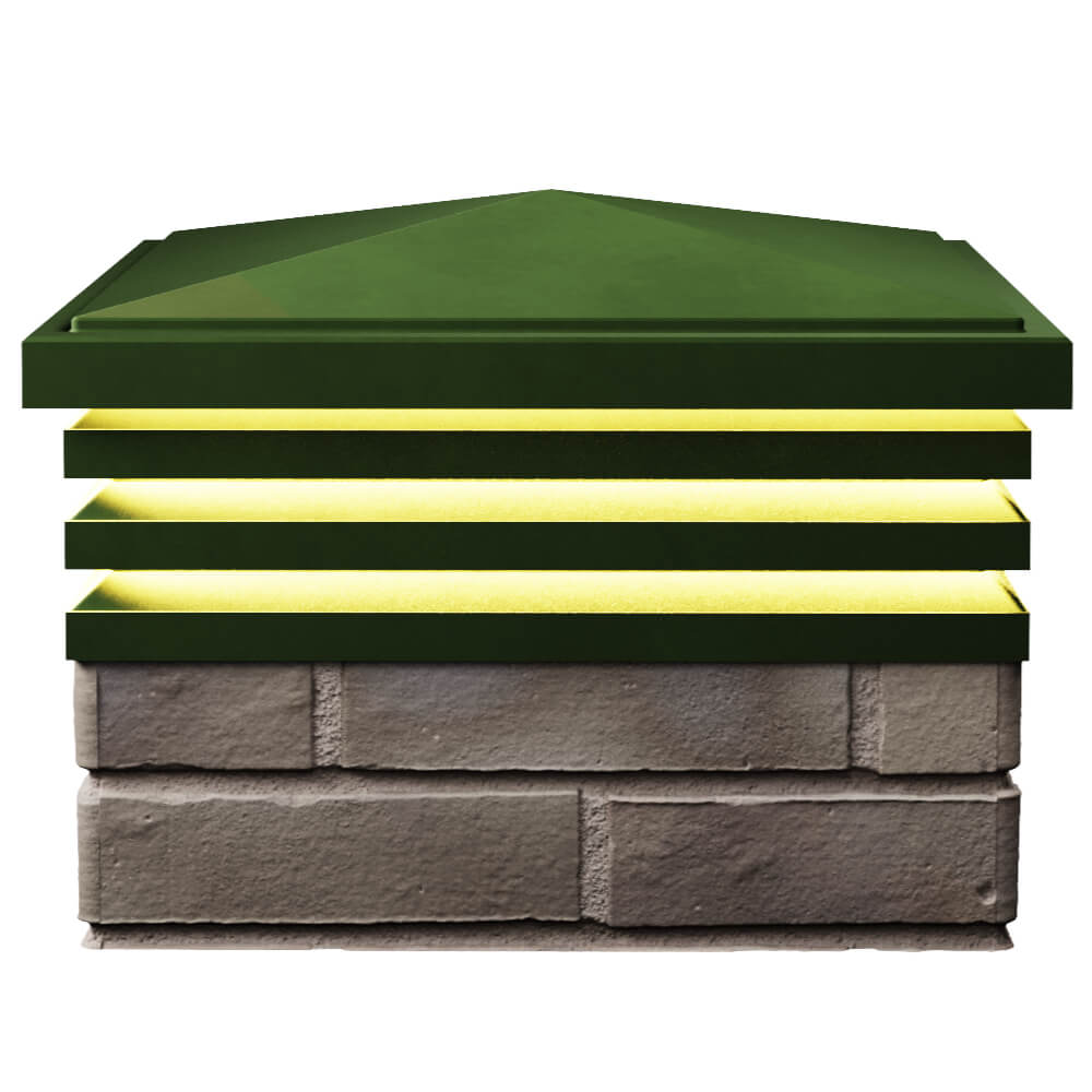 Колпак Zking Бона ХайТек Зеленый на столб 1.5х1.5 кирпича (385х385мм) с подсветкой в Новошахтинске фото