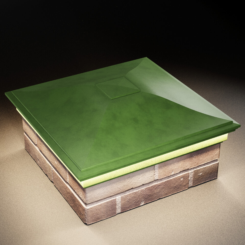 Колпак Zking Монблан Зеленый на столб 2х2 кирпича (515х515мм) c подсветкой в Новошахтинске фото