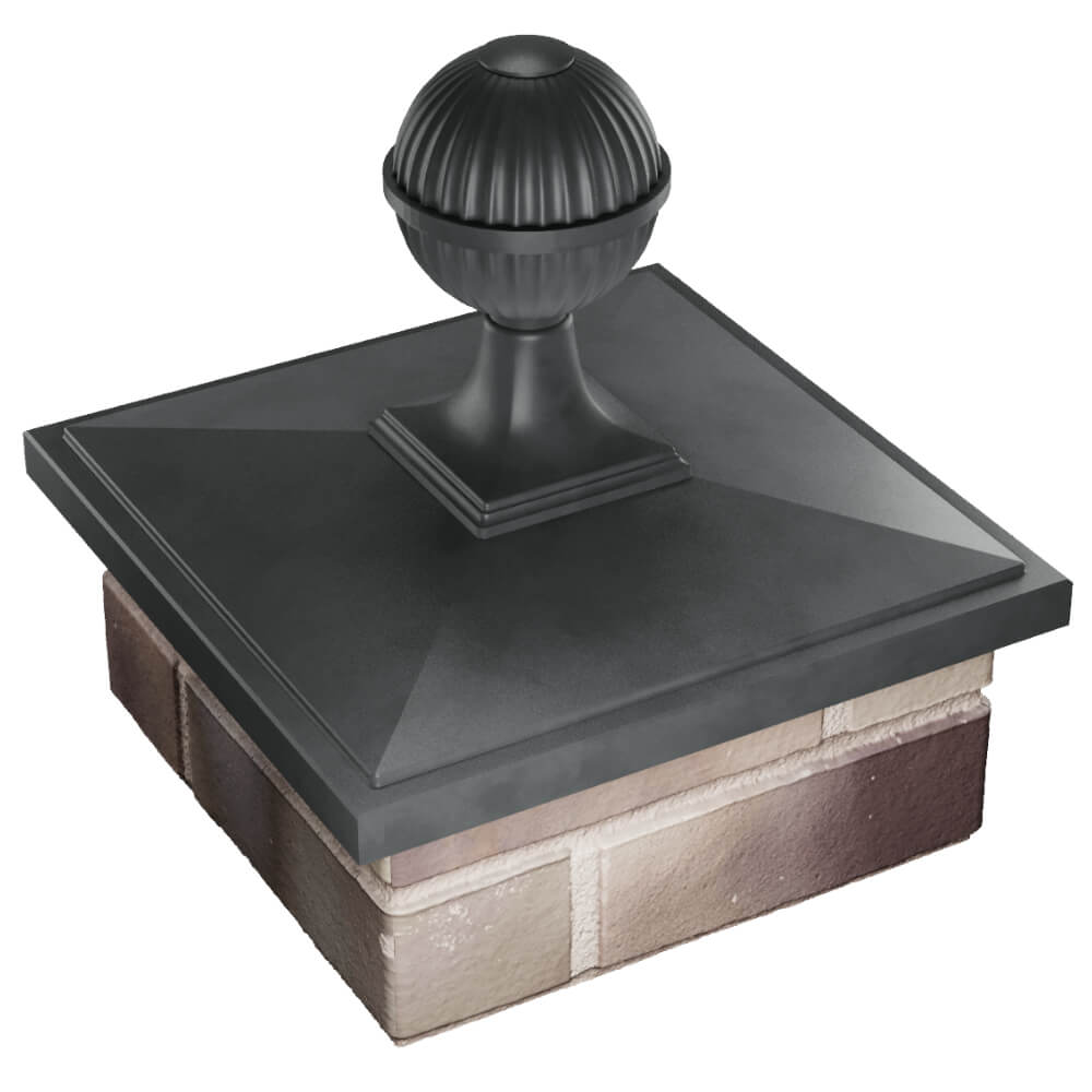 Колпак Zking БонаМоно Серый с шаром на столб 1.5х1.5 кирпича (385х385, 400х400мм) в сборе в Новошахтинске фото