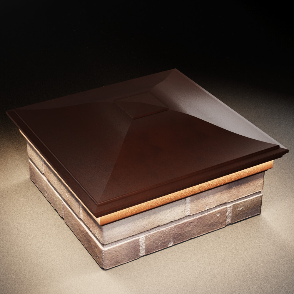 Колпак Zking Монблан Коричневый на столб 2х2 кирпича (515х515мм) c подсветкой в Новошахтинске фото