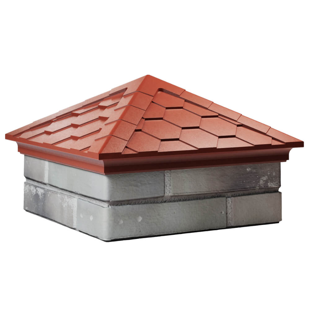 Колпак Zking Эверест Красный на столб 1.5х1.5 кирпича (390х390мм) в Новошахтинске фото