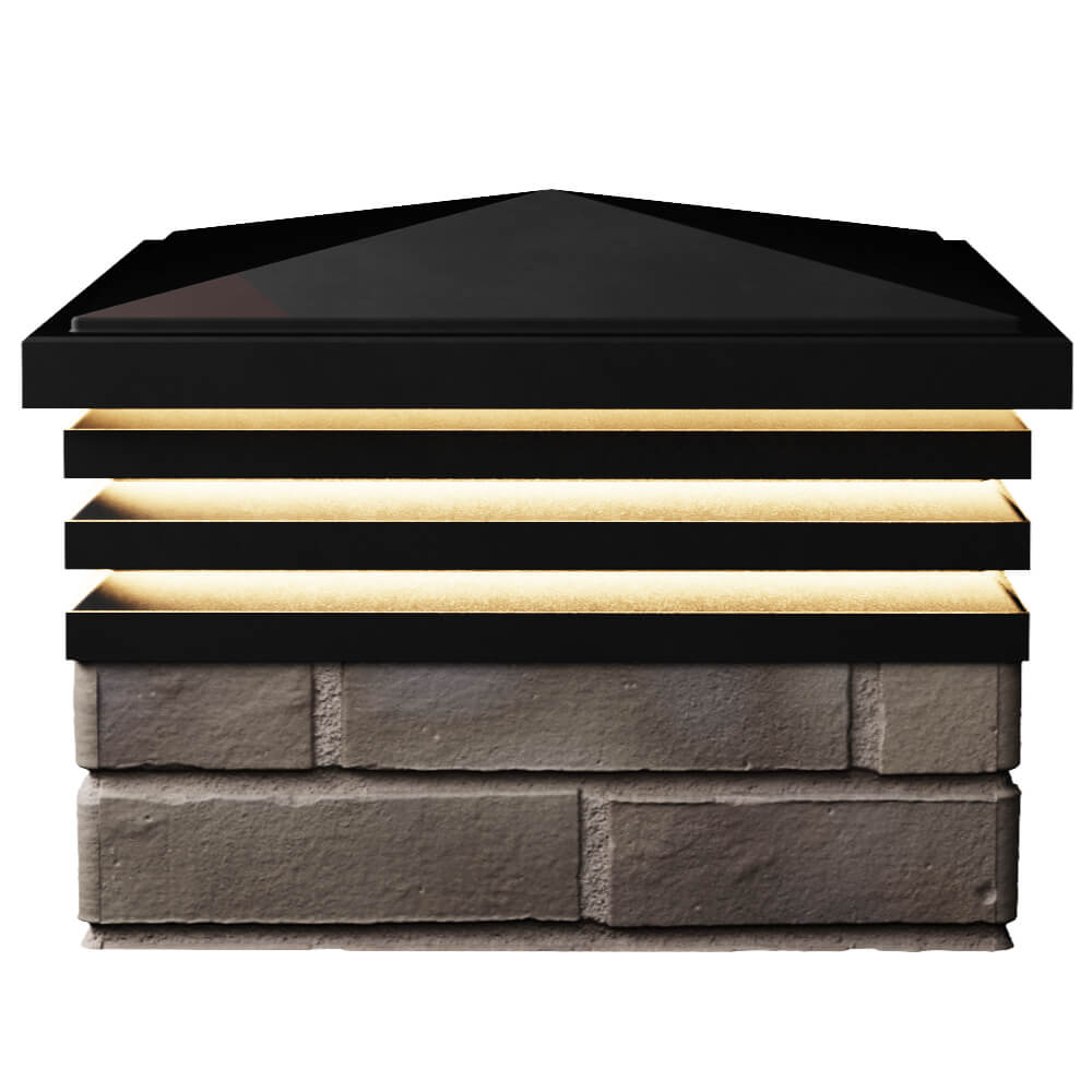 Колпак Zking Бона ХайТек Черный на столб 1.5х1.5 кирпича (385х385мм) с подсветкой в Новошахтинске фото