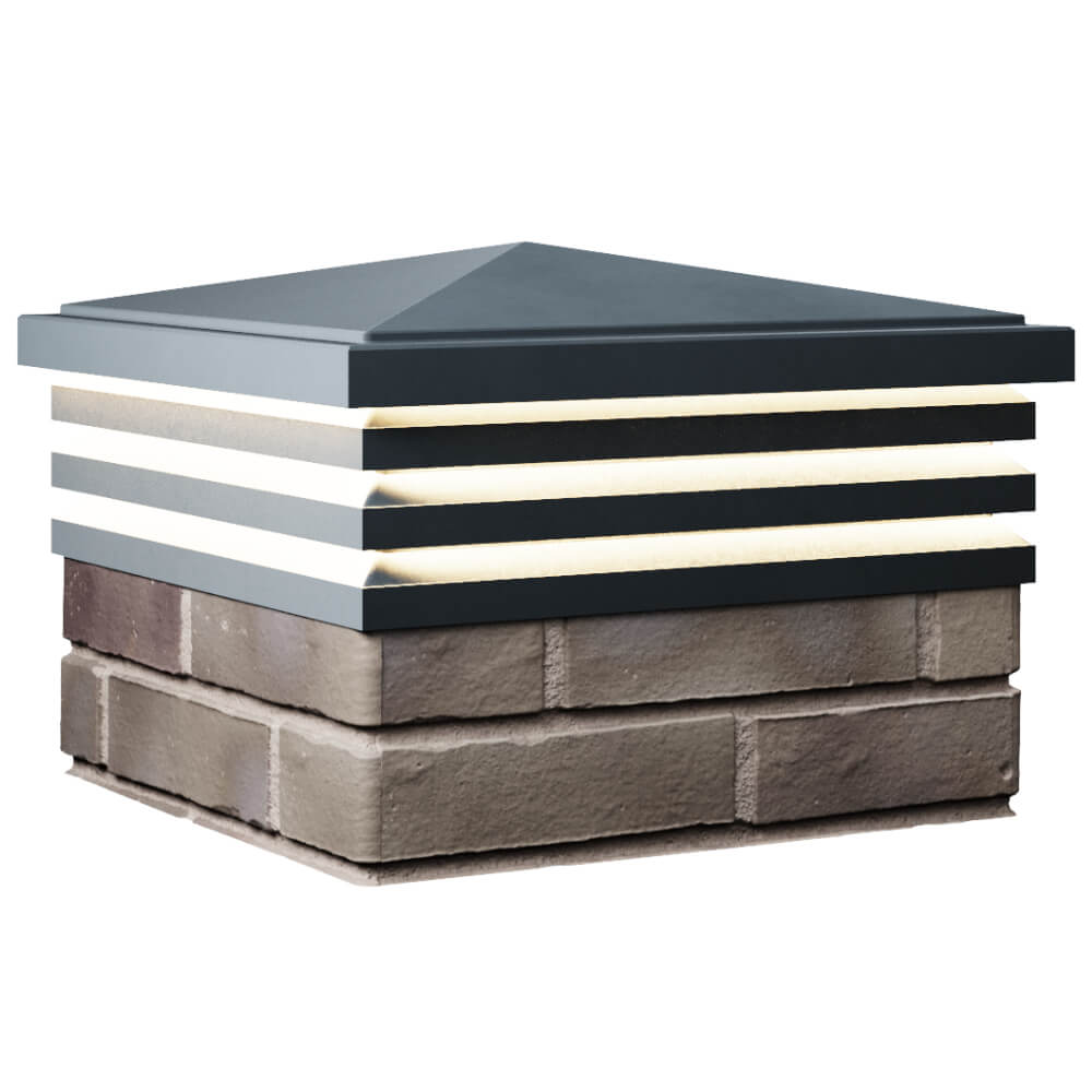 Колпак Zking Бона ХайТек Серый на столб 1.5х1.5 кирпича (385х385мм) с подсветкой в Новошахтинске фото