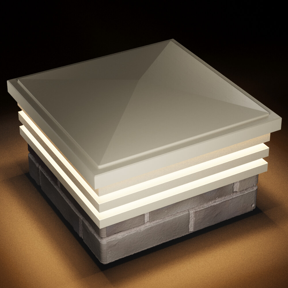 Колпак Zking Бона ХайТек Бежевый на столб 1.5х1.5 кирпича (385х385мм) с подсветкой в Новошахтинске фото