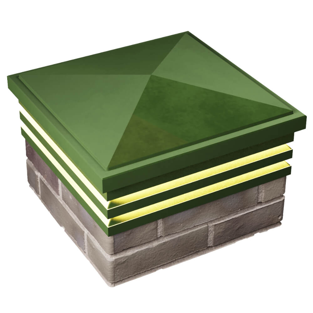 Колпак Zking Бона ХайТек Зеленый на столб 1.5х1.5 кирпича (385х385мм) с подсветкой в Новошахтинске фото