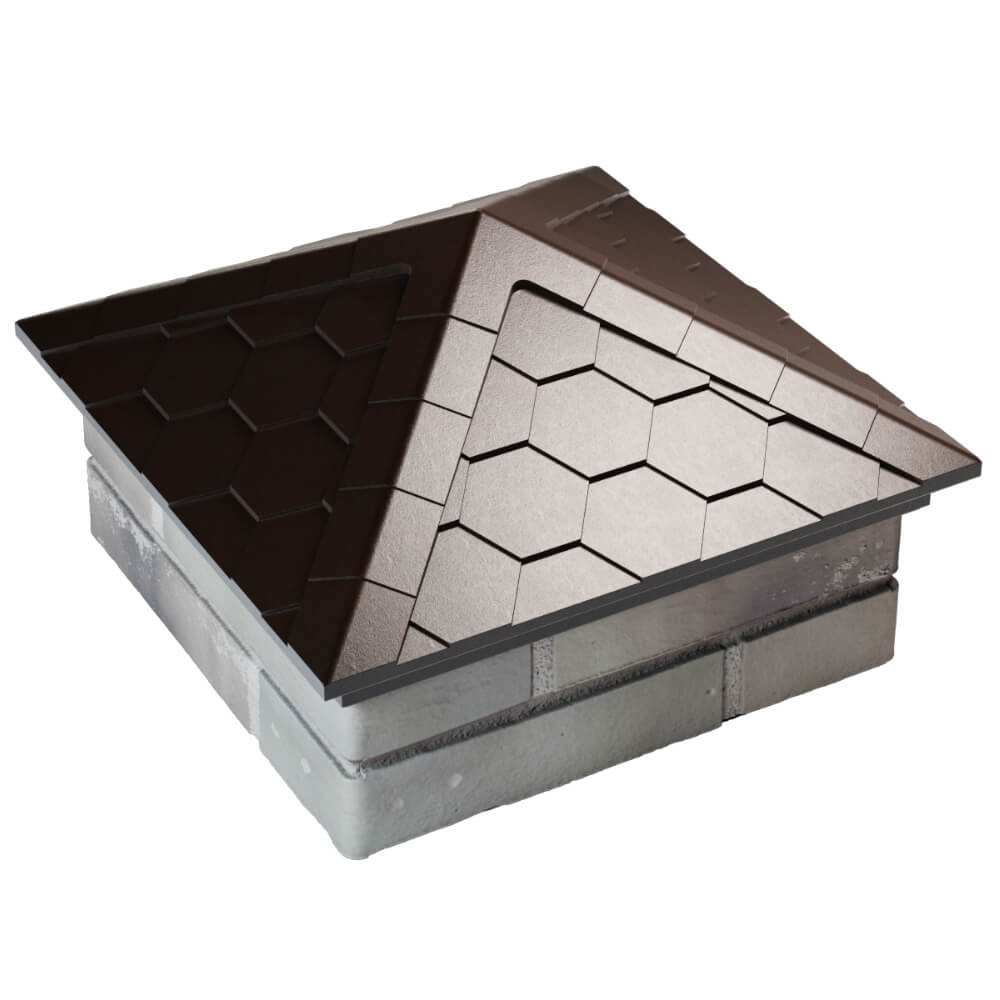 Колпак Zking Эверест Коричневый на столб 1.5х1.5 кирпича (390х390мм) в Новошахтинске фото