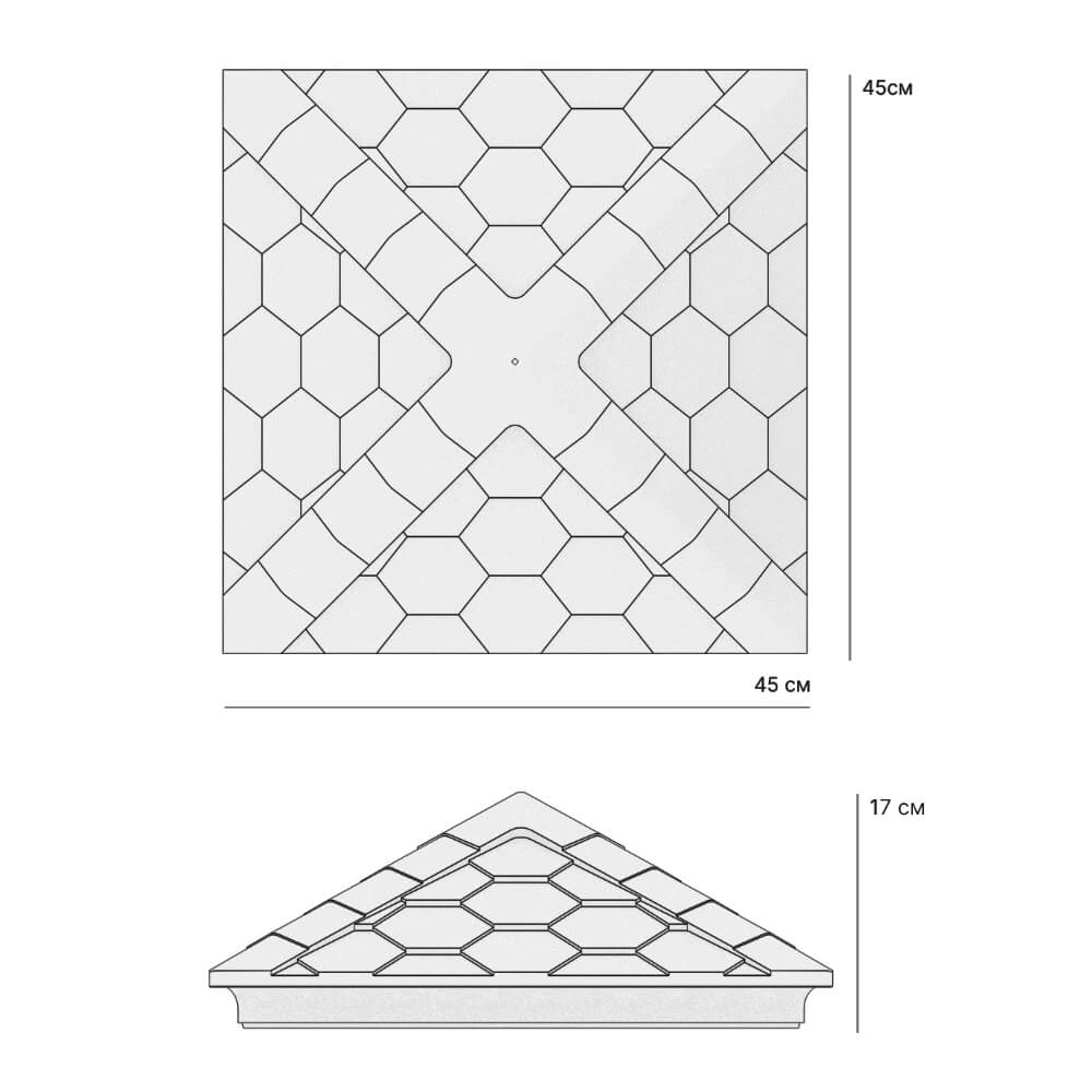 Колпак Zking Эверест Серый на столб 1.5х1.5 кирпича (390х390мм) в Новошахтинске фото