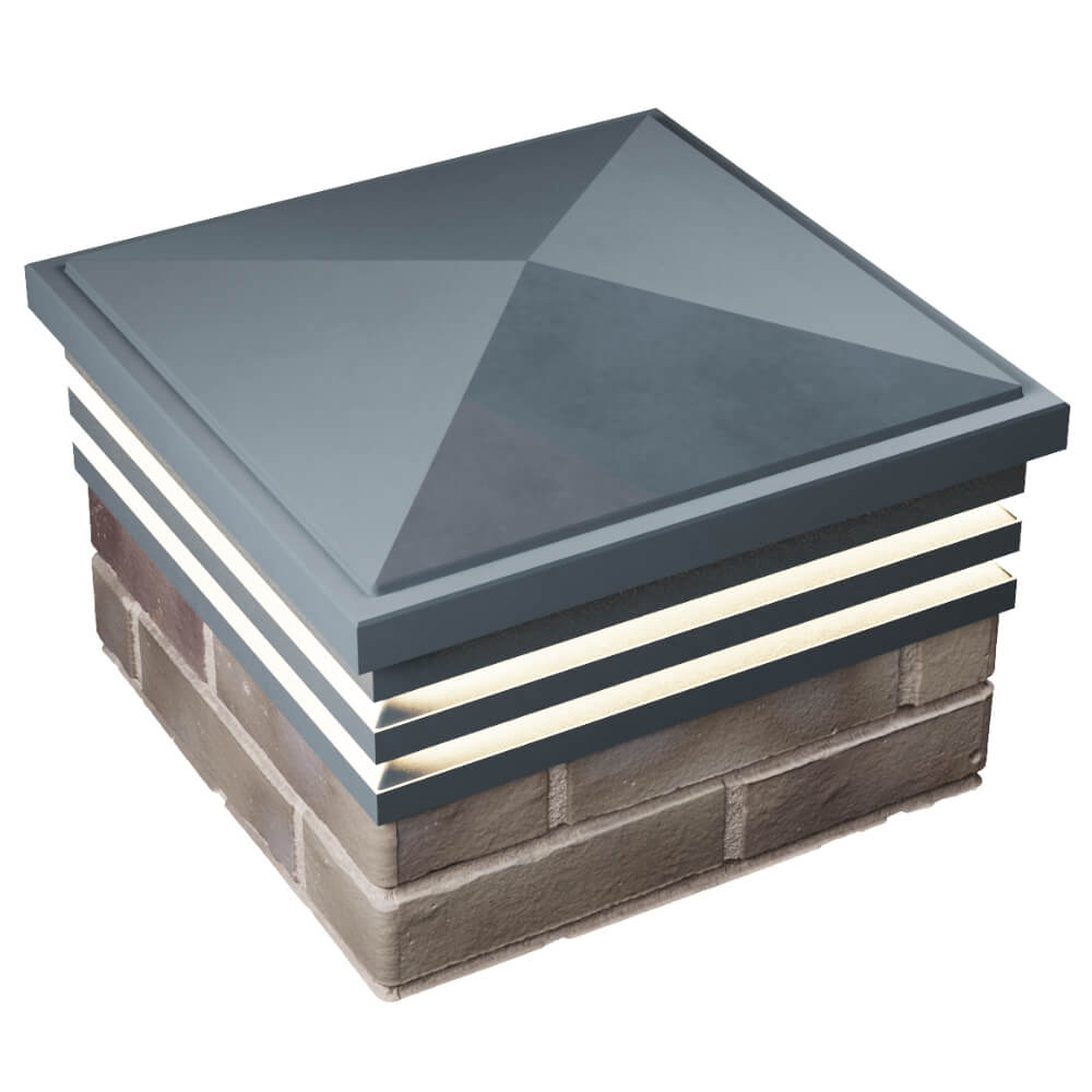 Колпак Zking Бона ХайТек Серый на столб 1.5х1.5 кирпича (385х385мм) с подсветкой в Новошахтинске фото