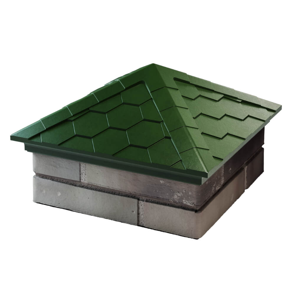 Колпак Zking Эверест Зеленый на столб 1.5х1.5 кирпича (390х390мм) в Новошахтинске фото