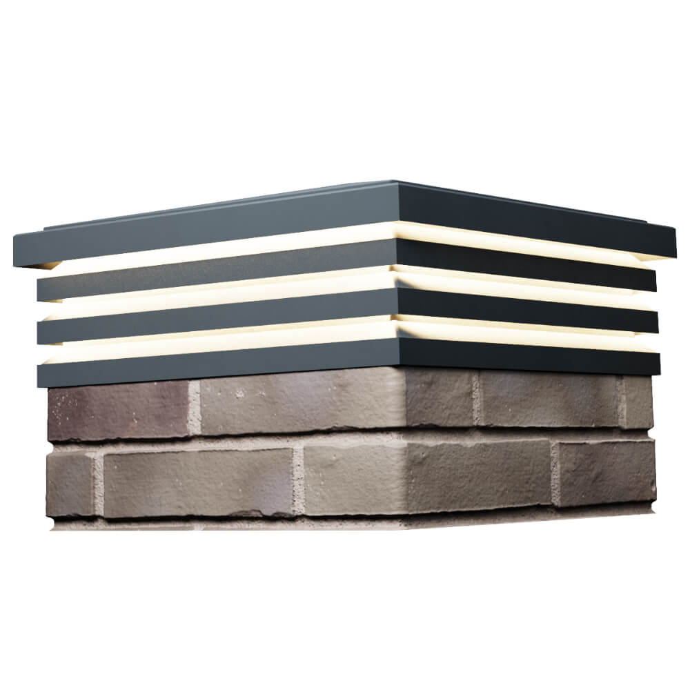 Колпак Zking Бона ХайТек Серый на столб 1.5х1.5 кирпича (385х385мм) с подсветкой в Новошахтинске фото