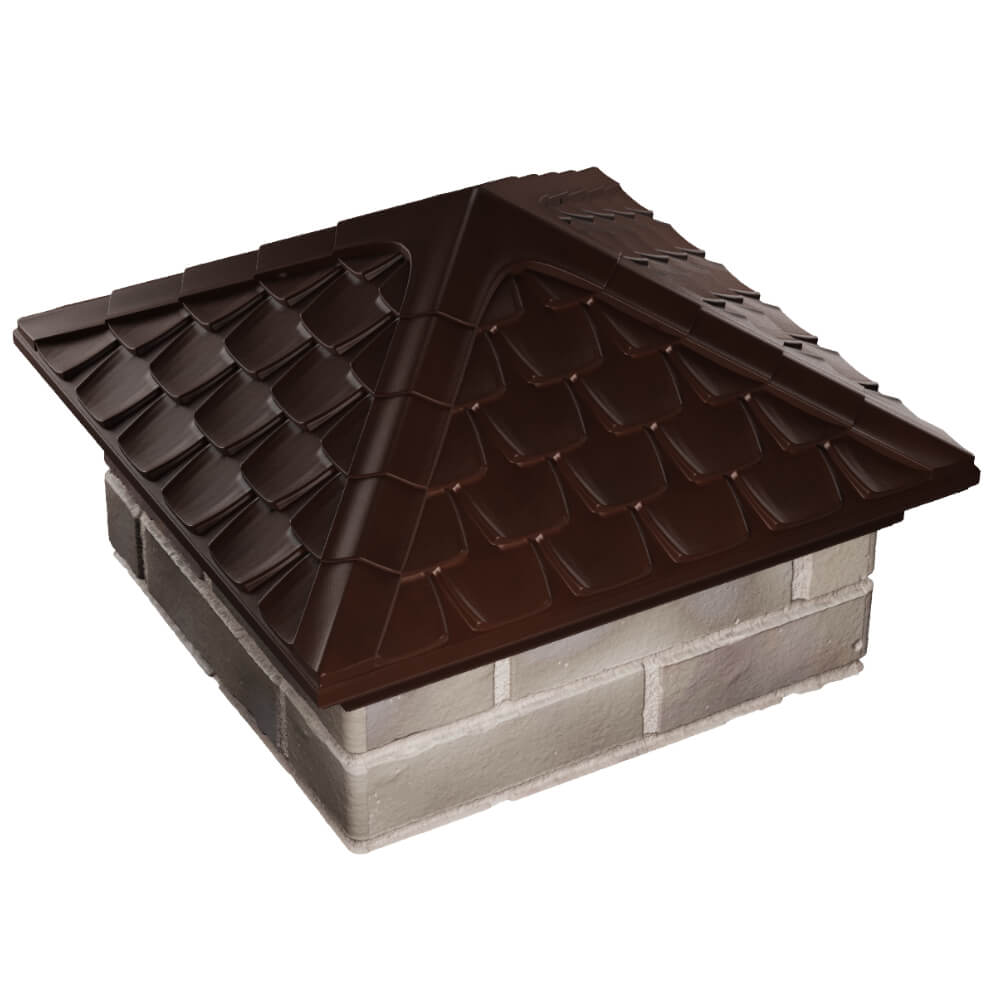 Колпак Zking Эльбрус Коричневый на столб 1.5х1.5 кирпича (385х385мм) в Новошахтинске фото