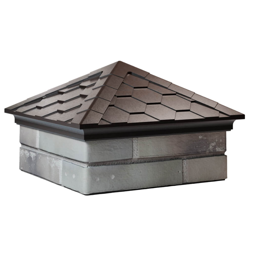 Колпак Zking Эверест Коричневый на столб 1.5х1.5 кирпича (390х390мм) в Новошахтинске фото