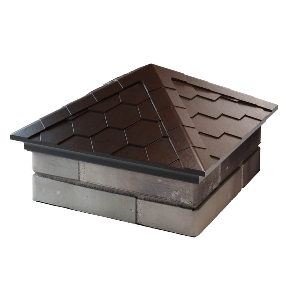 Колпак Zking Эверест Коричневый на столб 1.5х1.5 кирпича (390х390мм) в Новошахтинске фото